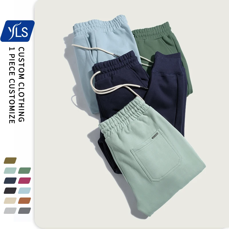 

YLS 470gsm 100 Cotton Thick Custom Character Logo Elastic Waist Sweat Jogging Pants Plain Sweatpants Mens