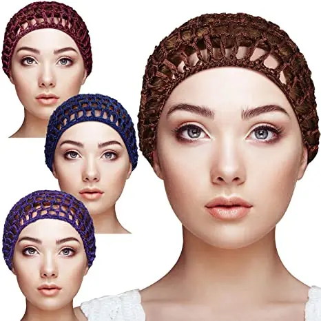 

Mesh Crochet Hair Net Rayon Knit Snood Hat Thick Short Women Hairnet Snoods Cover Ornament for Sleeping