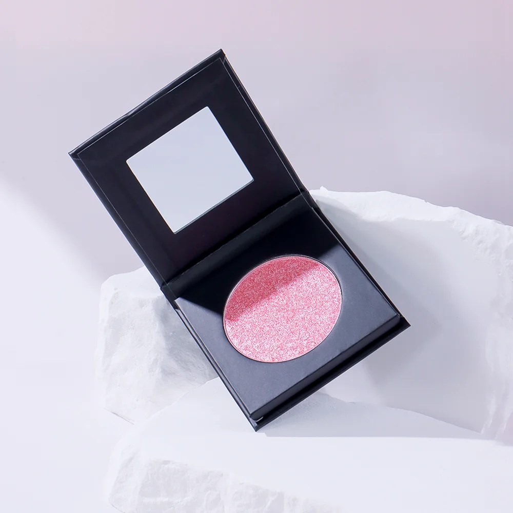 New Arrivals Black Packaging Mineral Highlighter Bronzer Shimmer Face Makeup Vegan Private Label Pressed Powder Highlight
