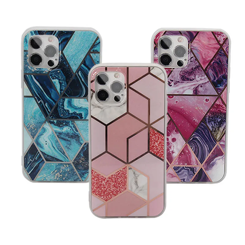 

Electroplating IMD Marble Phone Case For iPhone 12 11 Pro Max Xs Xr Xs Max 7 8 Plus, Multi