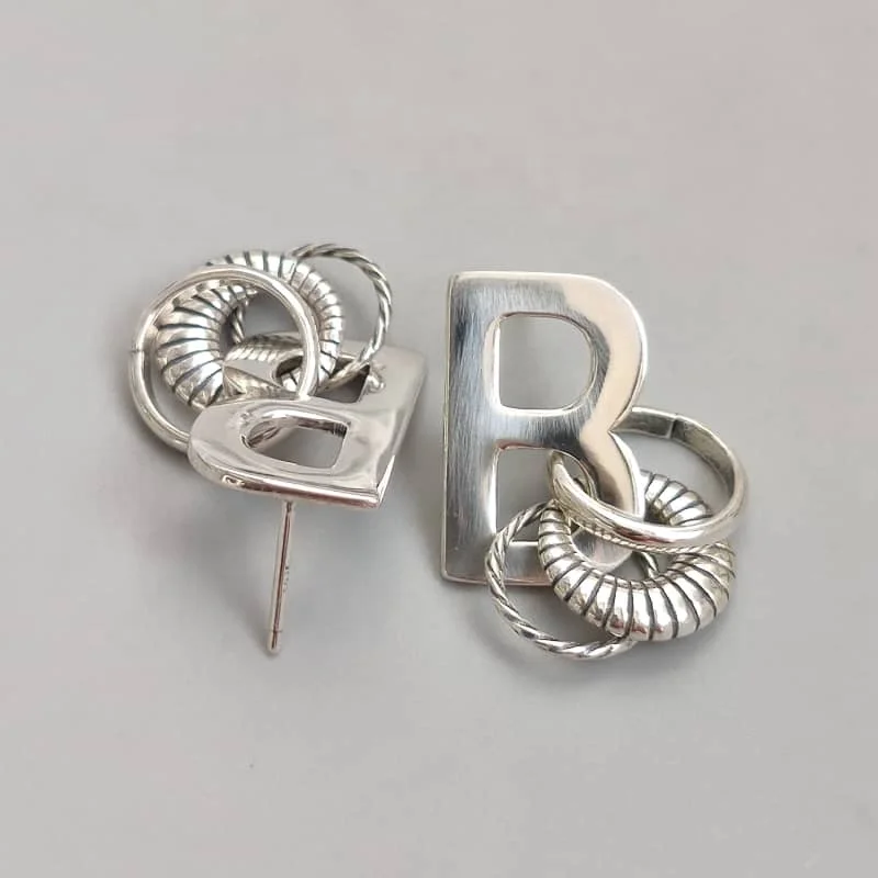 

Earings for women 2021 sterling silver 925 jewelry 18k gold plated ashion accessories christmas gift Hiphop letter earrings, White gold (rose gold, yellow are avaliable)