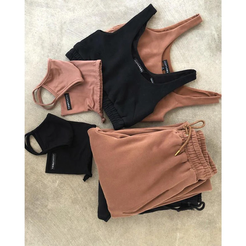 

2023 Custom Logo Women's Sets Two Piece Sets 2 Piece Crop Top And Pants Set Fitness Tracksuits For Women