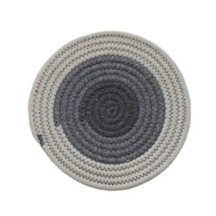 

50% OFF Wholesale Natural Cotton Hand-woven Home Heat Insulation Anti-slip Table Dining Round Placemat, Multiple colour