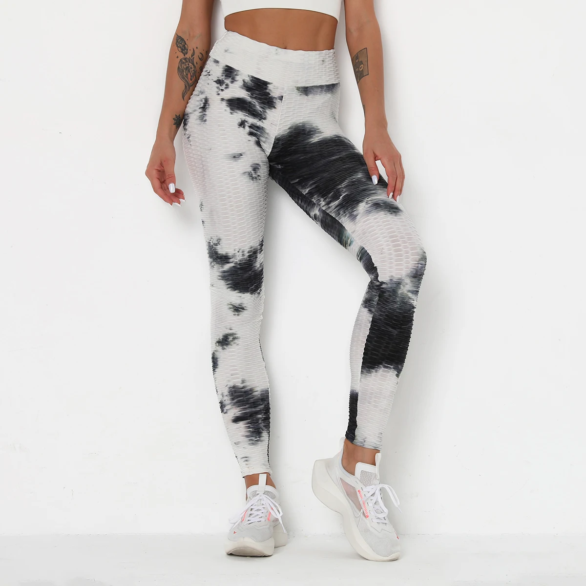 

Weixin Dropshipping Hot Selling Jacquard Tie Dye Bubble Yoga Pants Slim Hip Sports Fitness Pants Leggings Women