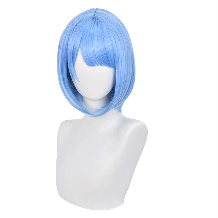 

Ice Blue Short Bob Straight Hair Anime Comic Exhibition Cosplay Hair High Temperature Silk COS Wigs 12 INCH, Pic showed