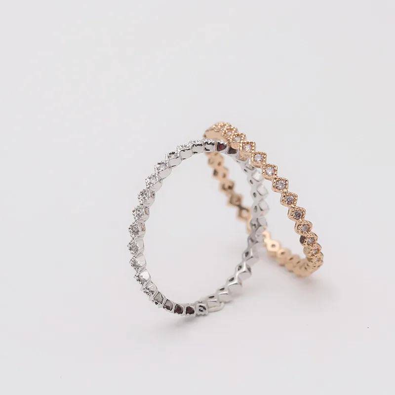 

Factory Wholesale Jewelry Women Tennis Eternity Sliver Gold Rings, Customized color