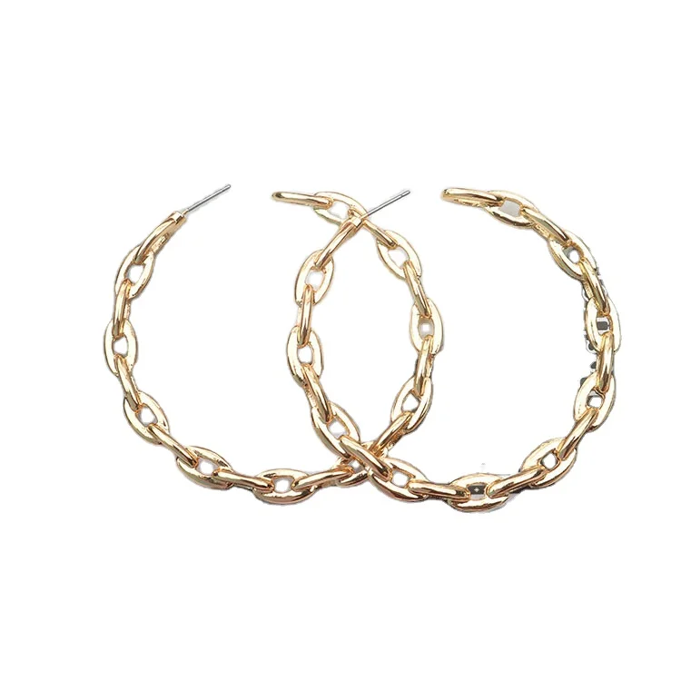 

Wish Best Selling Jewelry Newest Big Earrings Alloy Woven Punk C-shaped Semicircle Earrings