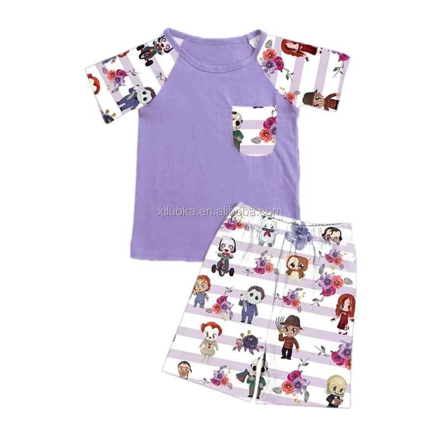 

Hot Sale High Quality Wholesale Clothings Hot Sale Toddler Boy Set Cute Cartoon Print t-shirts & shorts Outfits, Picture