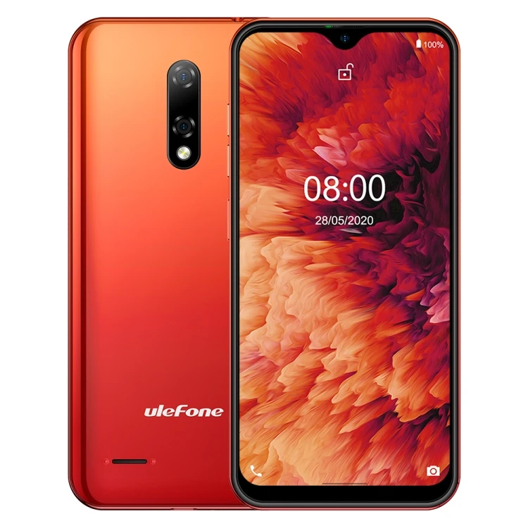 

Sunset Red Ulefone Note 8P Dual Rear Cameras Face ID Identification Android 10.0 Smartphone Dropshiping Phones