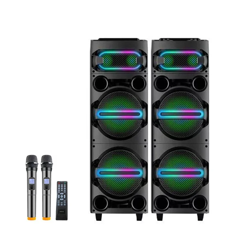 

Wireless stereo active double 12 inch pair speaker high power sound system powered speaker, Black