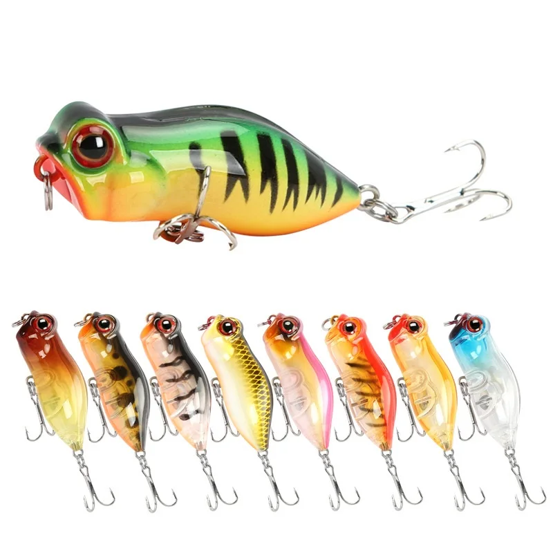 

Fishing Lures Wholesale 3.2g 40mm Popper Frog Lure Top Water Hard Bait Floating Jerk Bait Artificial Baits P089, 7 colors