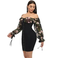 

2019 bandage dresses Casual womens clothes Fashion Evening Bodycon Long Sleeve Off Shoulder Elegant ladies Dresses Wholesale