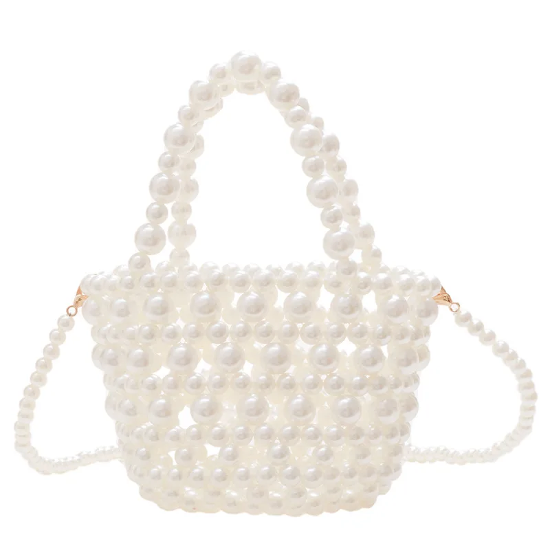 

2022 New Korean Fashion Pearl Handbags for Girls Small Hollow Beaded Bag  Clutch Shoulder Purse