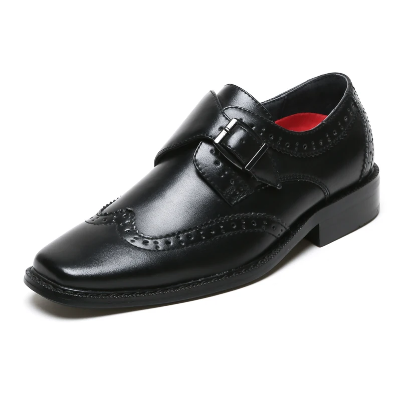 

High quality kids one strap laser cut dress shoes for boys, Black, other color according by customer request