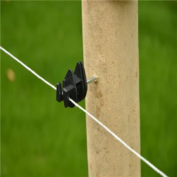 

Electric Fence Wire Installation Wood Post Screw In Ring Plastic Insulator For Livestock Fencing, Black or customized