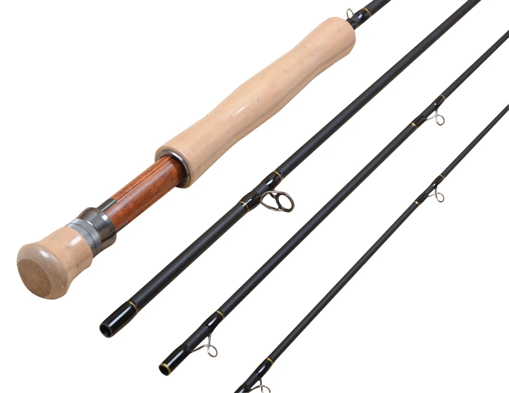 

Wholesale wooden reel seat high carbon fly fishing rod, Carbon black/olive green/customised