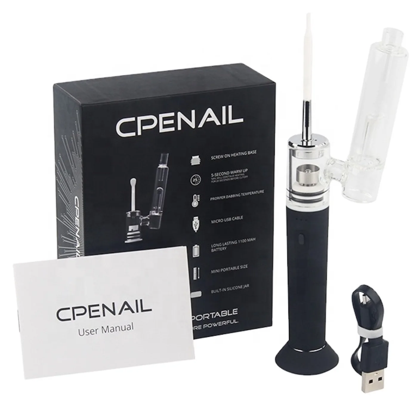 

Wholesale cbd wax cartridge vape kit glass bubbler CPENAIL water atomizer with ceramic quartz titanium coil