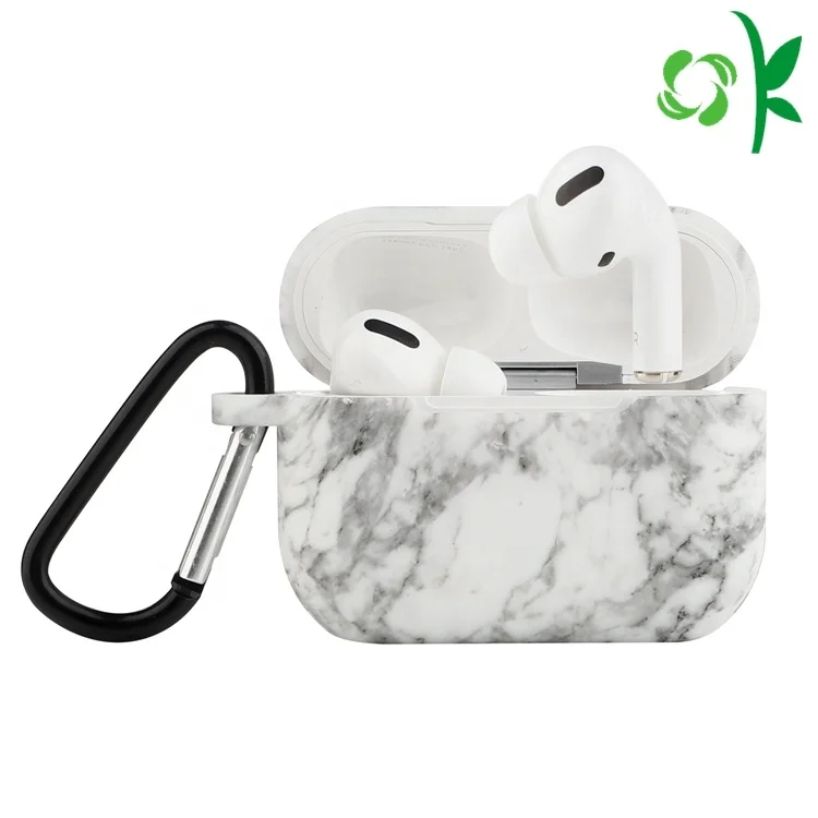 

OKSILICONE Compatible With Air-Pods Pro Case Silicone Protective Case Skin Marble Design Shockproof Earphone Cover Silicon, Black/white/pink/customized