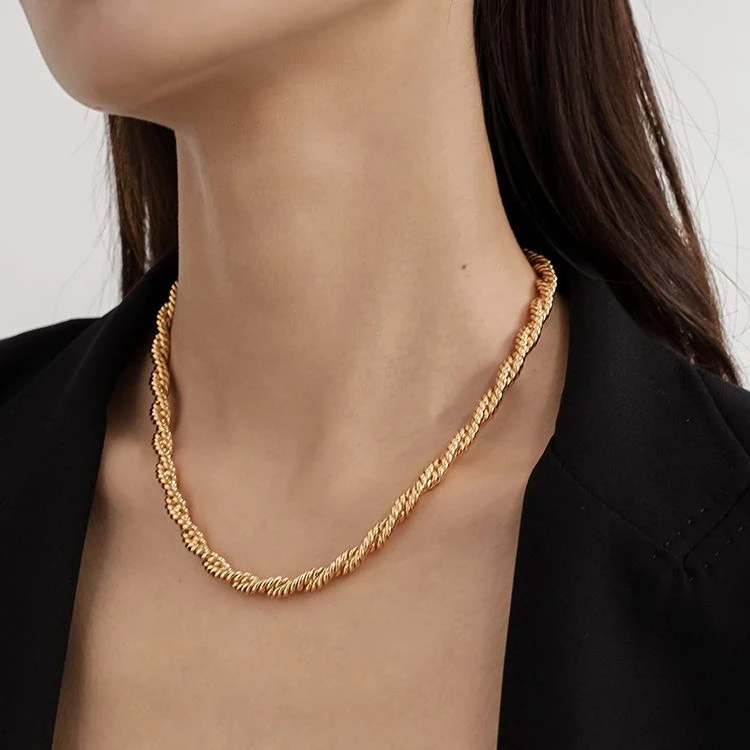 

Retro temperament thick chain personalized simple thick twist chain bracelet set for women A1