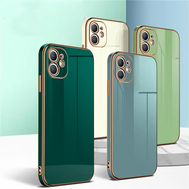 

Factory Outlet electroplating straight edge Micropore Solid color Phone Case for iphone13mini 11 12 pro XS max TPU Phone Cases, Multi-color, can be customized