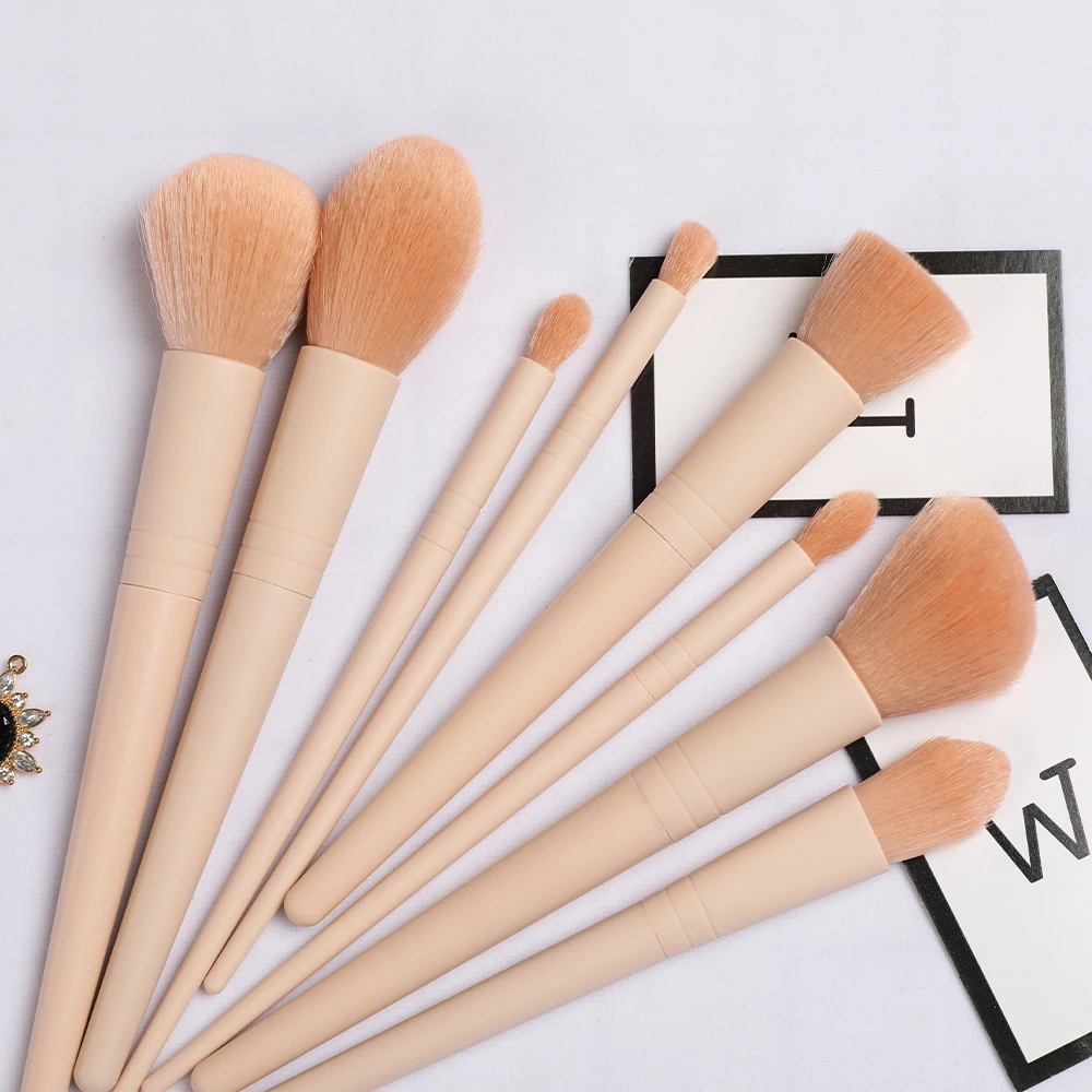 

8 Pieces Natural High Quality Soft Light Pink Highest Quality Makeup Brushes, Customized color