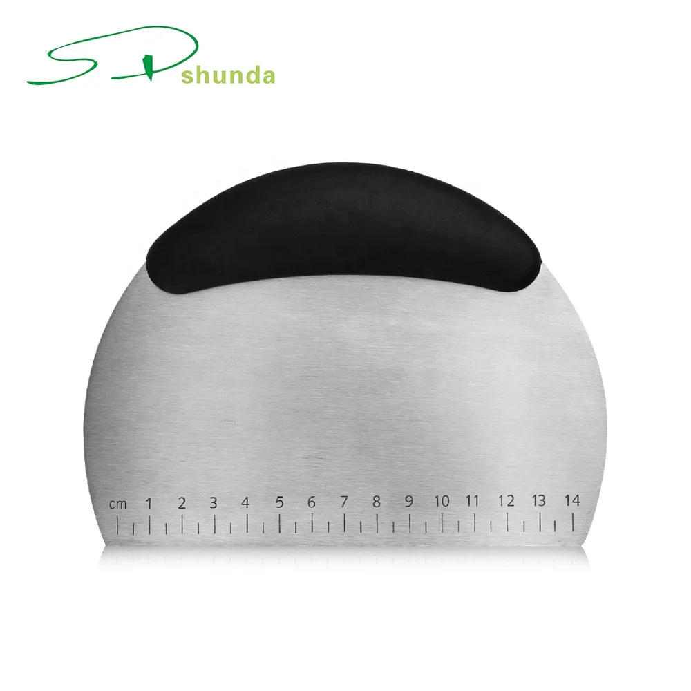 Best Quality Measuring Scale Conversion Soft Grip Handle Stainless Steel Dough Scraper Pastry Cutter Chopper
