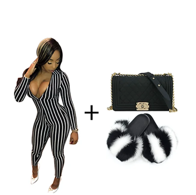 

High Quality Women Clothing with pvc bag and big flurry fur slides