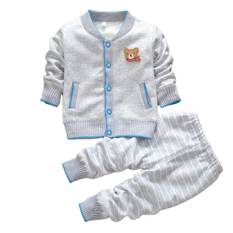 

Baby suit autumn and winter plus cashmere boy and girl warm clothes two-piece sweater cardigan spring