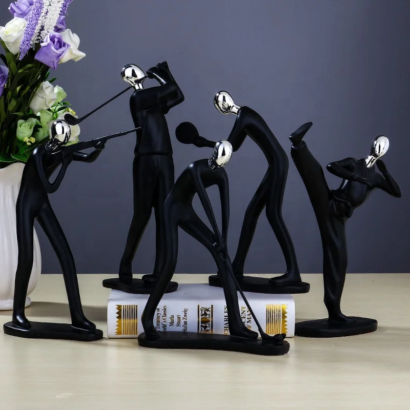 

Creative Simple Modern Sports Character Series Resin Crafts For Home Decoration, White and black