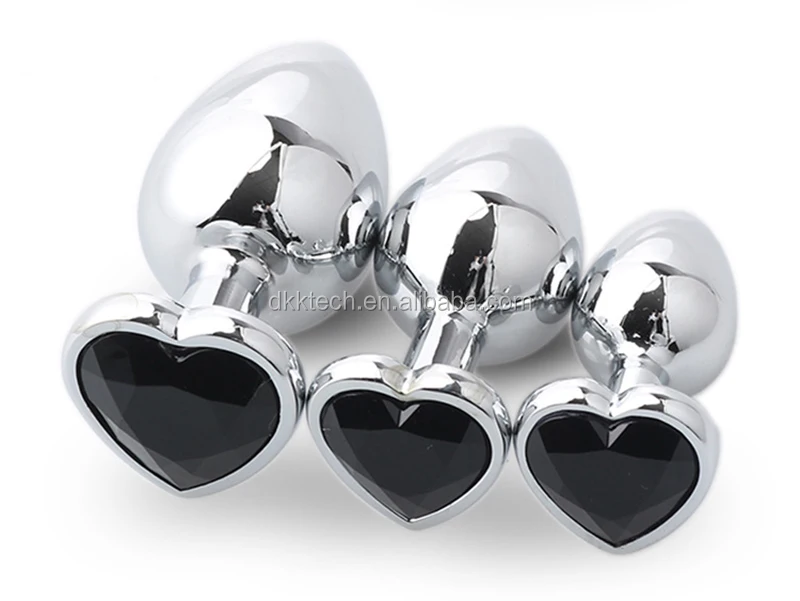 Metal Jewelled Round Heart Butt Plug Anal Role Play Game Sex Toy Stone