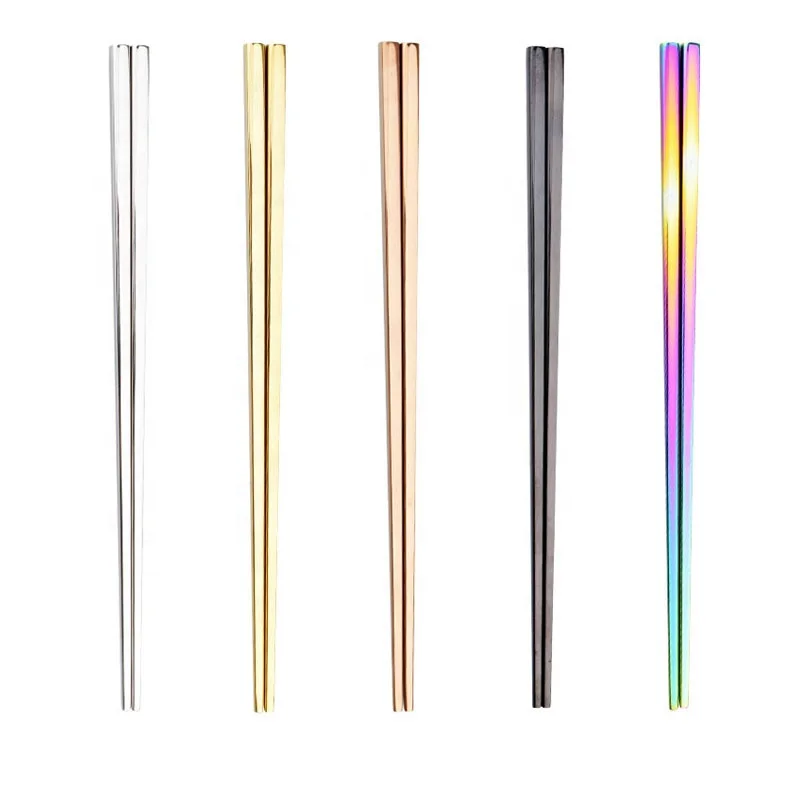 

Food Sticks Tableware Kitchen Tool Stainless Steel Chinese Chopsticks Non-Slip Reusable Metal Chopstick for Sushi Hashi