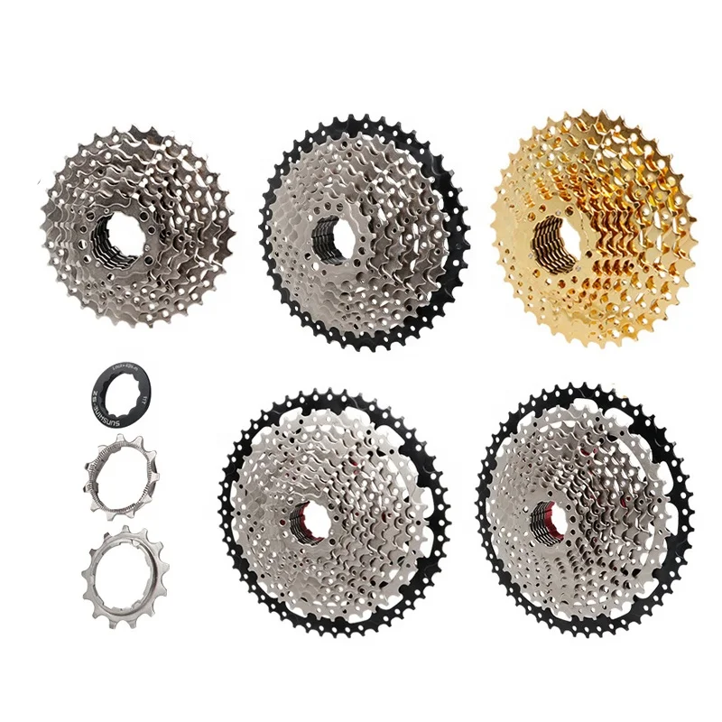 

10 Speed Bicycle Cassette 32T 36T 42T 50 Teeth Cassette Bicycle Freewheel 8S 9S 11S 12 Speed Road Bike Flywheel, Silver/gold/black