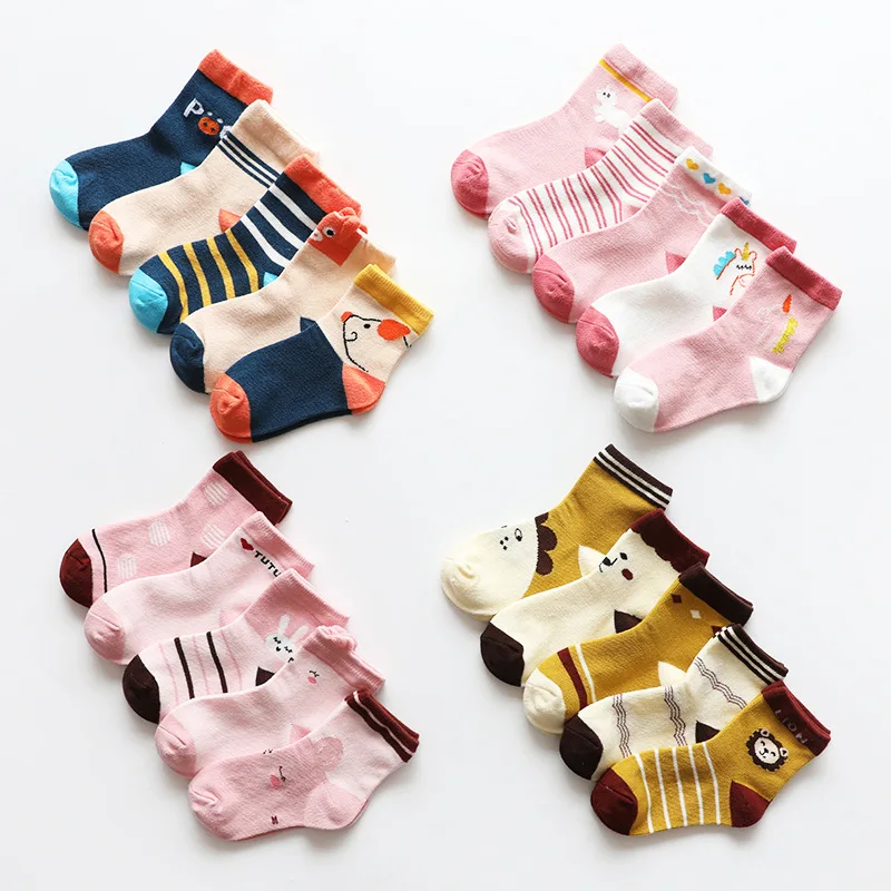 

5 Pair/Lot Children Cotton Boys Girls Cute Cartoon Pattern Kids For Baby Boy Girl Sport Style Socks