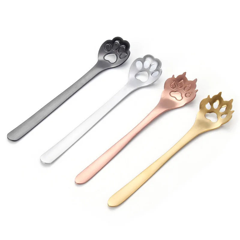 

Creative Stainless Steel 304 Mixing Spoon Coffee Spoon Cat Claw Dopg Claw Spoon, Silver,gold,rose gold,black