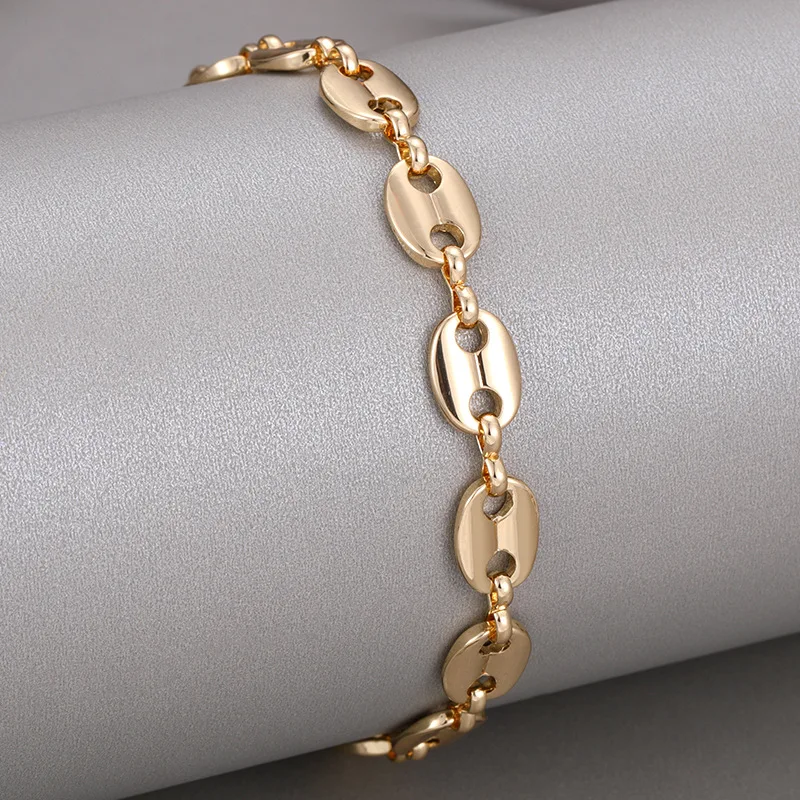 

Newest design classic brand women pulseras Pig nose charms jewelry minimalist gold copper charm bracelet, As pic