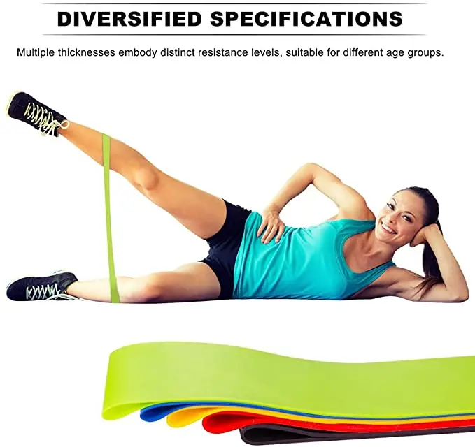 LangChi High Quality Exercise Mini Latex Yoga Custom Printed Logo Resistance Band Set/ Loop Fitness Resistance Bands