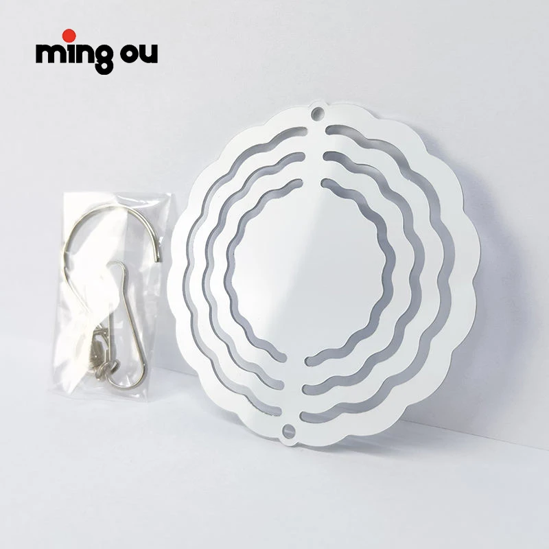 

Aluminum Metal White Wind Spinners Outdoor 3inch Sublimation aluminum wind spinner with hooks