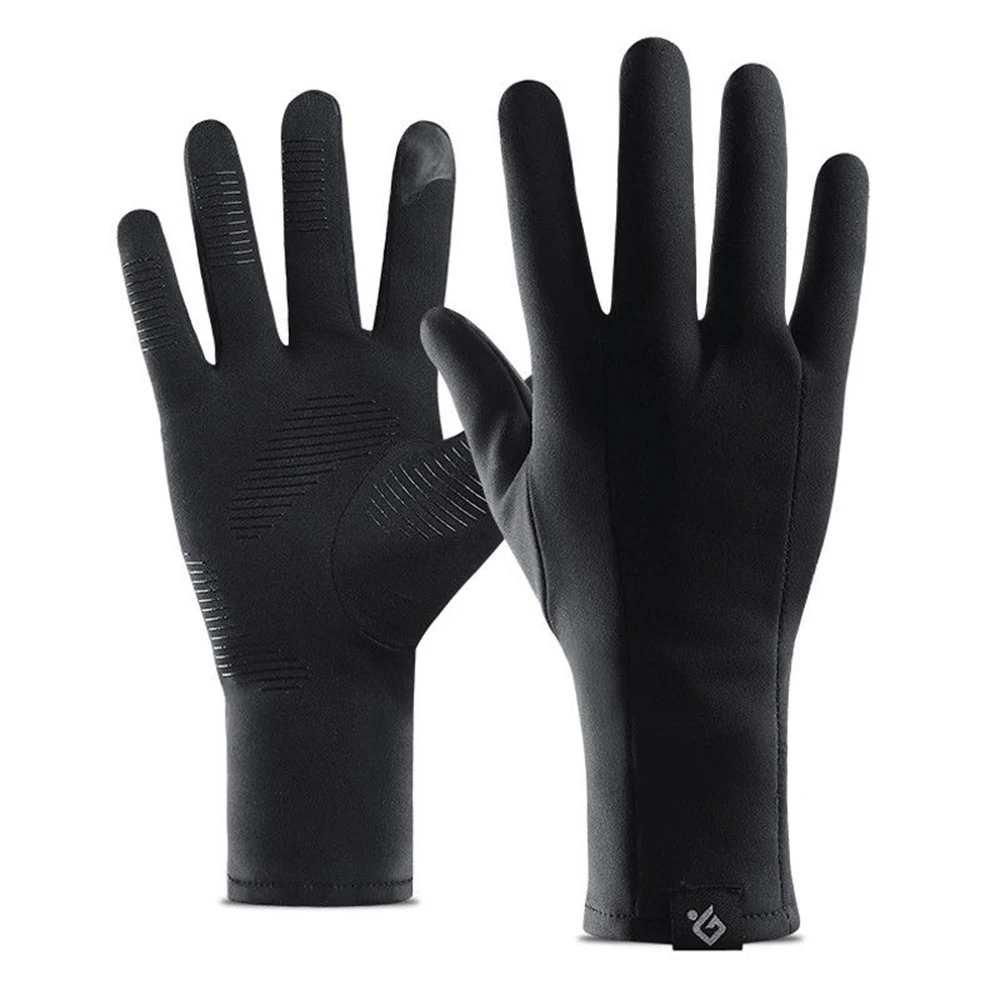 

FunFishing Outdoor riding warm winter plus velvet extended gloves non-slip touch screen outdoor gloves, Black