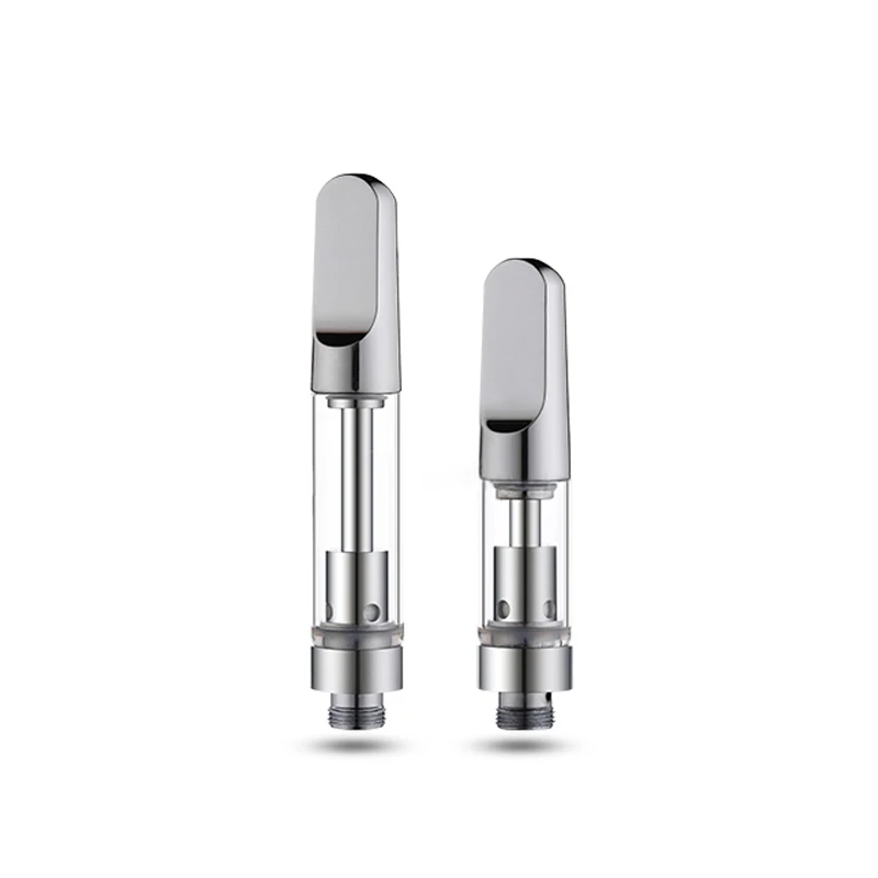 

High quality glass cbd vape cartridge 0.5ml 1ml ceramic coil silver tips vape cartridge No heavy metal, Silver metal tips