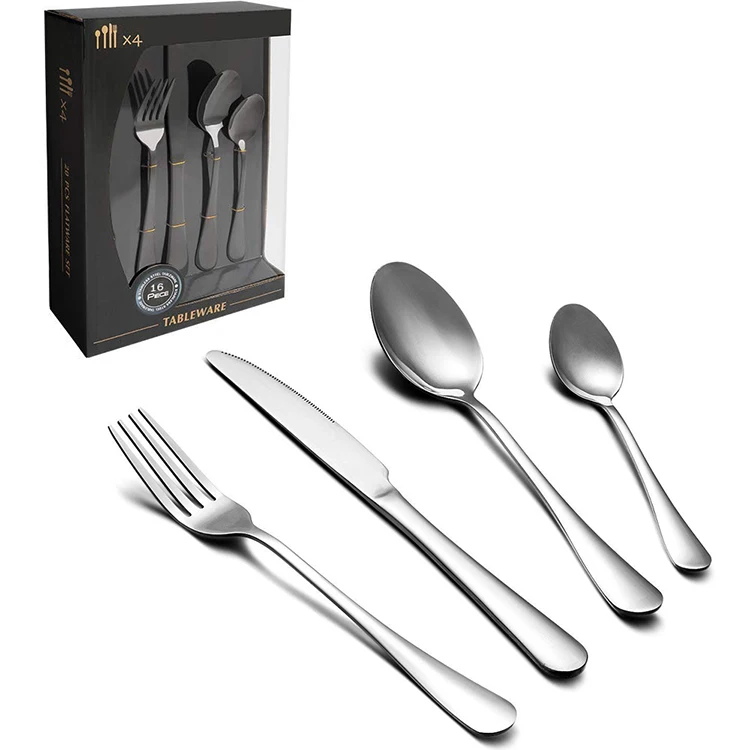 

PVD Coating Food Grade Stainless Steel 16 piece Cutlery Set 18/0 Stainless Steel Flatware Set, Silver/gold/rose gold/black/rainbow