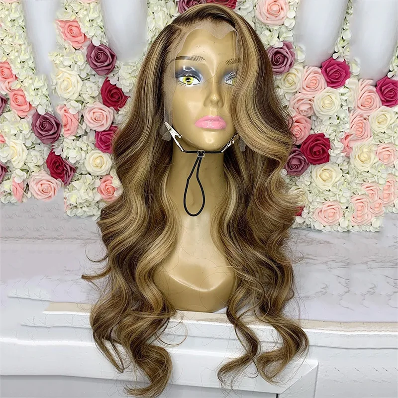 Fashion Honey Blonde Highlight Wig Lace Front Natural Wave Highlight