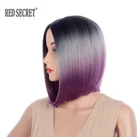 

cool female wig European and American Chemical fiber Multicolor short straight BOBO gradient clavicle length wig