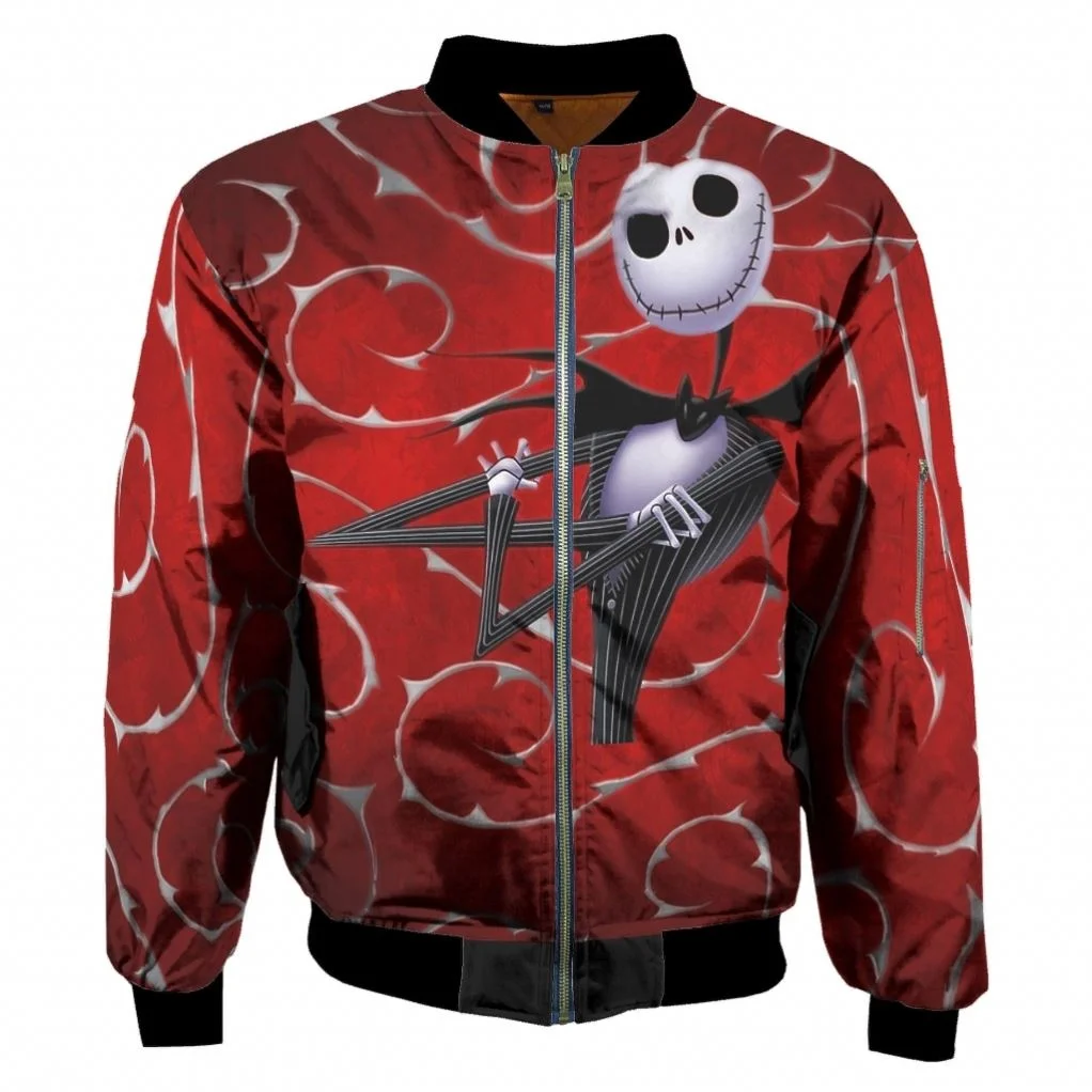 

Custom Mens Jacketjack Nightmare Before Christmas Halloween Horror Redmens Jacketleather Varsity Jacket