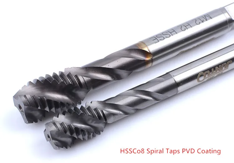 TIN HSSE Machine tap M1.6 X 0.35 Metric Fine Thread Spiral Flute taps M1.6 X 0.2 