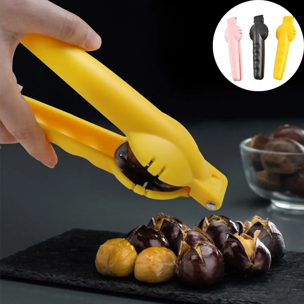 

Creative Stainless Steel Walnut Clip Sheller Safe Chestnut Opener Clip Hazelnuts Pliers Metal Nut Opener Plier Kitchen Gadgets, Yellow black pink