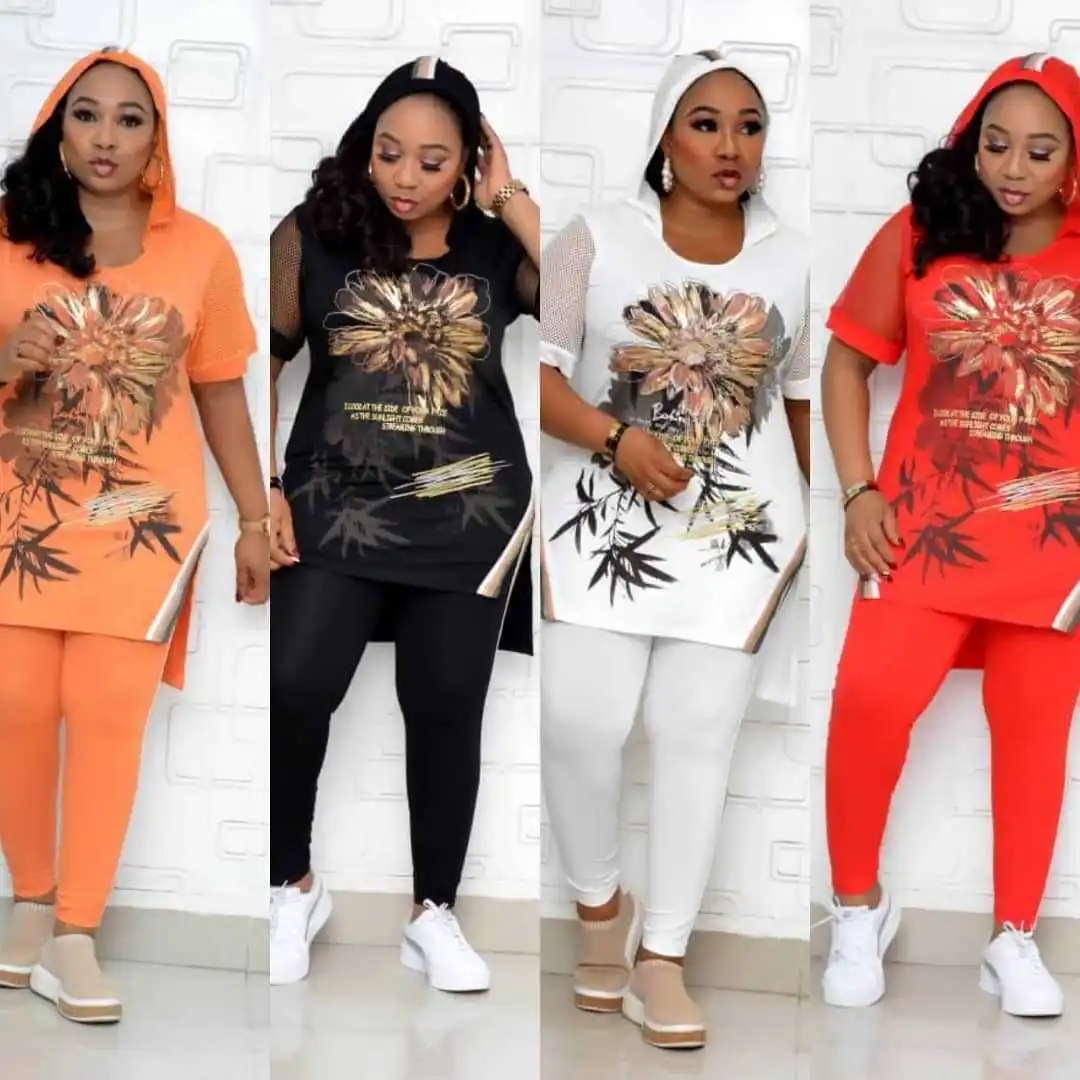 

Stock 2021 African Print Dresses Summer Dresses Women Casual Dresses two piece set