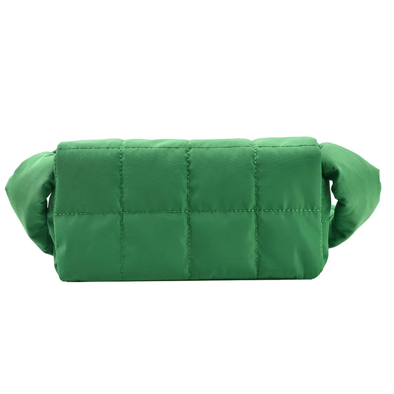 

Korean Girls Woven Down Cotton Shoulder Handbag Trendy Green Black Color Wholesale Quilted Crossbody Puffer Purse, 2 colors