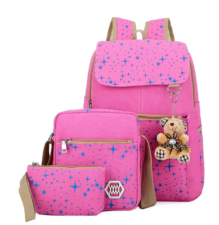 

2020 Latest good quality girls bags college school bag backpack nylon 3in1 set