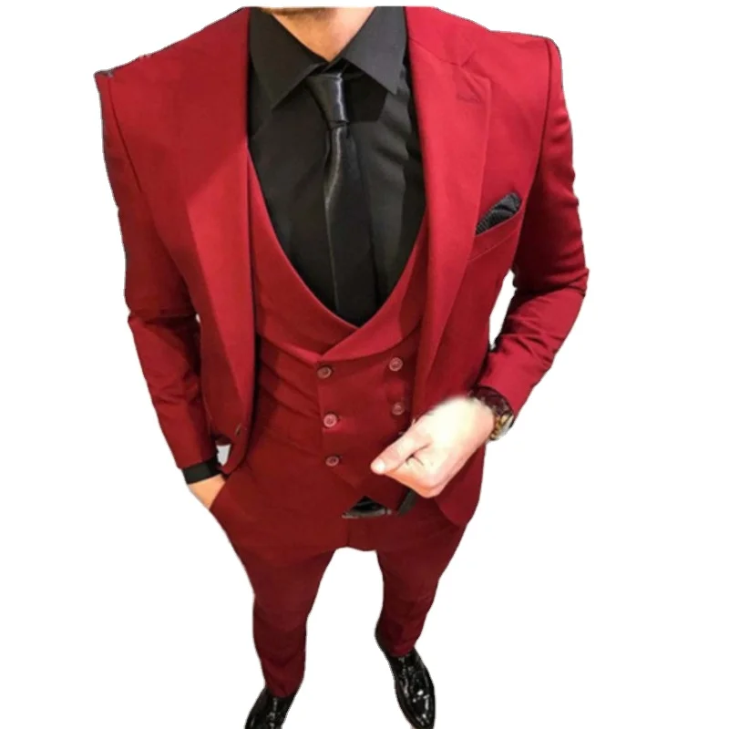 

Bridalaffair Latest Coat Pant Design Red costume hommes classic wedding suit prom Tuxedos Groom suit for men