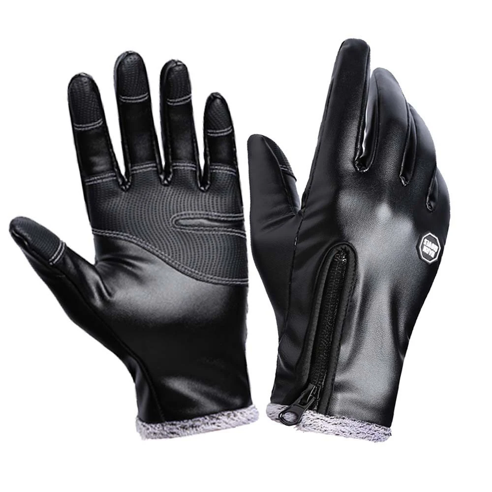 

FunFishing Wholesale Direct Outdoor Sport Gloves men Cycling Leather Gloves, Black